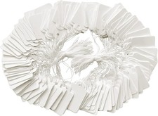 200 White Price Display Tags with String for Jewelry, Clothing - 1.38 x 0.87