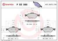 Brembo P 83 085 Bremsbelagsatz, Scheibenbremse For Daihatsu Toyota