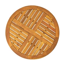 27.5'' Circular Acacia Wood Bistro Table with Rustic Slat Design for
