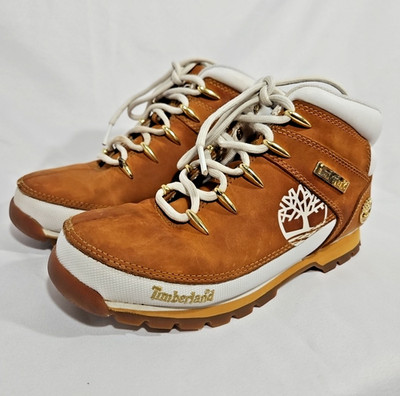 Timberland Euro Sprint Hiker Tan Hiking Boots Women 9 Gold Wheat logo 16642