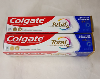 Colgate Total Active Prevention Advanced Whitening 6x Toothpaste 6.4 oz NEW (x2)