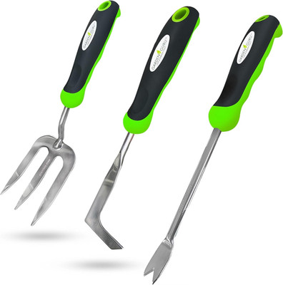 Garden Guru Garden Hand Weeder Tool Set 3Pc Dandelion Weeder, Fork, Patio Weeder