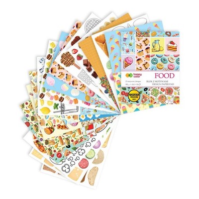 5902979032226 Blok z motywami FOOD, 80g/m2, A4, 16 ark,27 motyw, Happy Color GDD