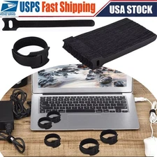 NEW Black Hook & Loop Ties-Straps Reusable  Cord Fastening 200 Pcs