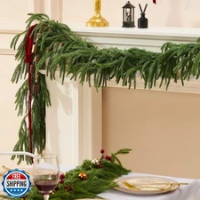 Faux Norfolk Pine Christmas Garland – Real Touch Greenery Artificial Cedar Ch