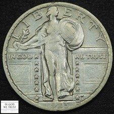 1923 Standing Liberty Silver Quarter 25C - Cleaned