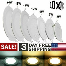 10 PCS - 9W 12W 15W 18W 24W LED Recessed Ceiling Panel Down Lights Lamp Fixtures