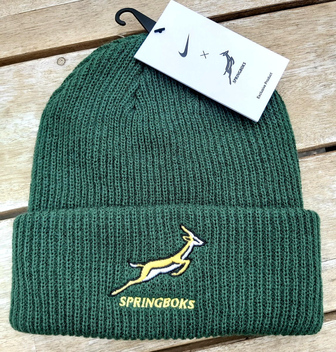 Official NIKE SPRINGBOKS Soft Knit Green Rugby BEANIE Hat South