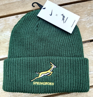 Official NIKE SPRINGBOKS Soft Knit Green Rugby BEANIE Hat South