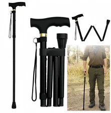 Cane Walking Stick Adjustable Folding walking Aluminum Collapsible Travel Black