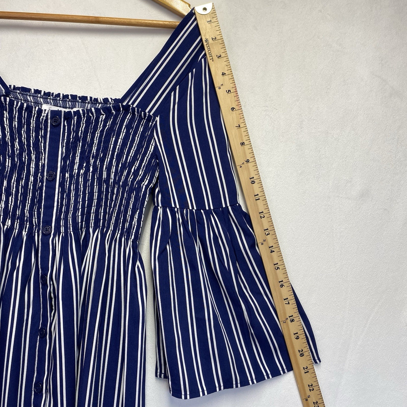 Jack by BB Dakota 3/4 Bell Sleeves Smocked Fit & Flare Mini Dress Women XS Navy