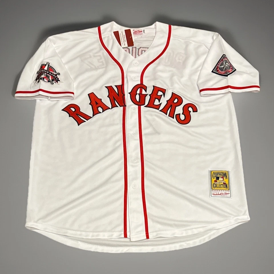 Camiseta masculina Ivan Rodriguez Texas Rangers GG nova com etiquetas 1995 Home branca retrô Throwback - Imagem 2 de 4