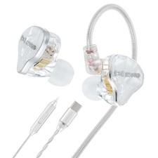 Hzsound Snow Wired Headphones USB C, 10MM LCP+PU Diaphragm USBC with Mic White