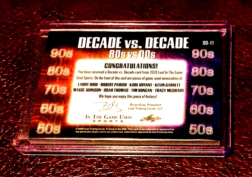 Kobe Bryant 1/1 2020 Leaf Game Used Jersey 1 OF 1 Rare Magic Bird Duncan Garnett - Image 4 of 4