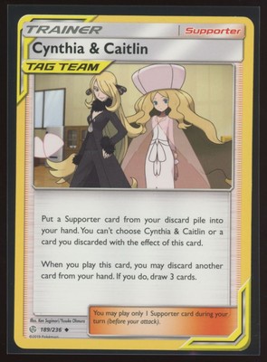2019 Sun & Moon - Cosmic Eclipse Cynthia & Caitlin Uncommon #189 Pokemon Card