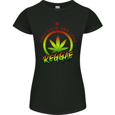 Keep Calm And Love Reggae Musik Damen Petite Schnitt T-Shirt