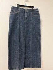 VTG 1990s Eddie Bauer Dark Blue Denim Jean Maxi Skirt Sz 6