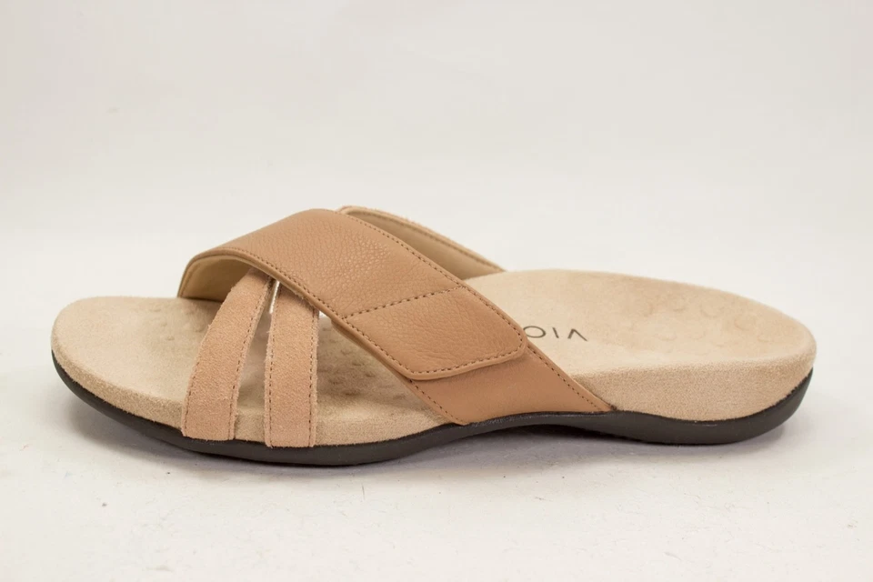 Sandálias Vionic Zarie Slide Feminina EUA 7 Couro Marrom Sapato de Apoio em Arco - Imagem 4 de 4
