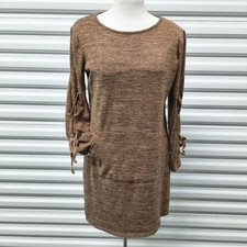 Tacera Sweater Dress Brown Size Small Long Sleeve Pullover Women Ladies Pockets