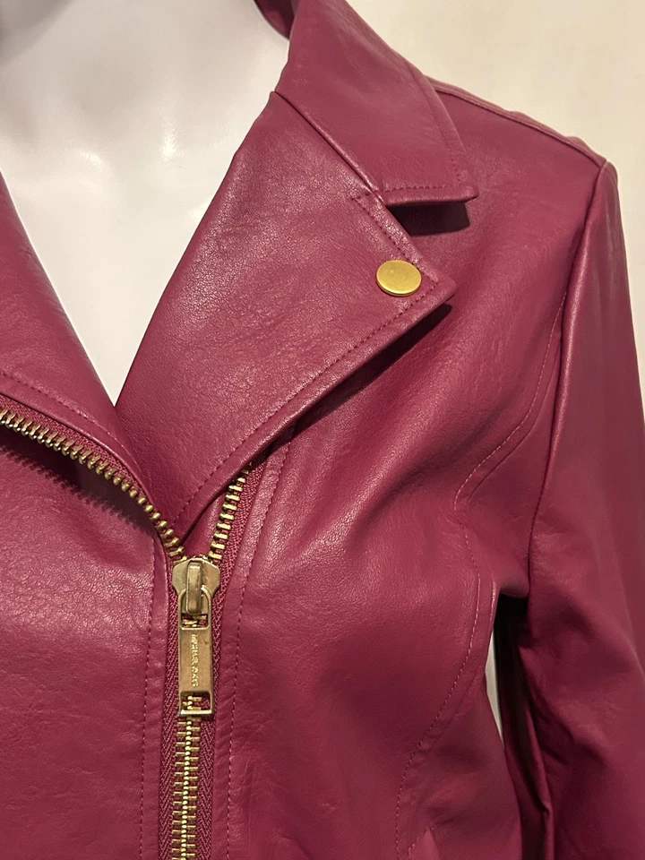 Chaqueta de motociclista Michael Kors M Berry de cuero vegano Y2K años 90 despistado Festival Foto 2 de 4