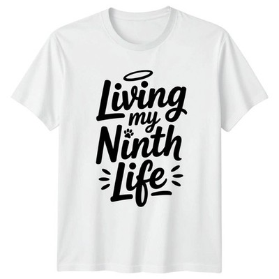 Living My Ninth Life T-Shirt Katzenliebhaber Katzen Geburtstag Geschenk für Sie und Ihn