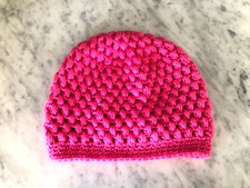 Puff Stitch Hat/Toque, Kids Size Hand Crochet,Pink Cap/ Beanie