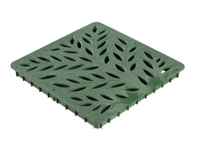 NDS 12" Catch Basin Drain Grate, Decorative Botanical Design, Green Plastic