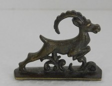 Kleine Messing Bronze Figur Steinbock Deko Setzkasten 5x1,8 H4cm