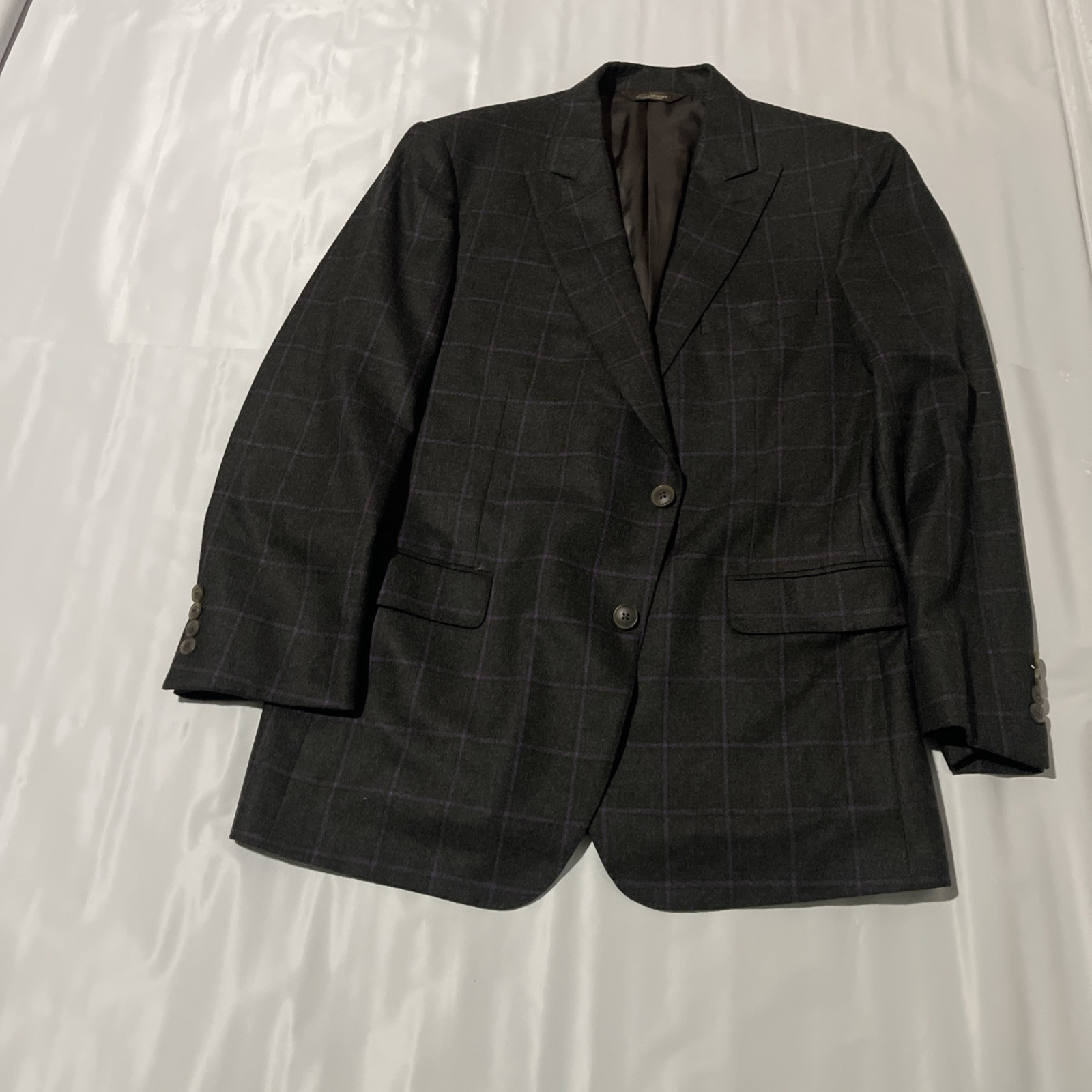 Paul Stuart Grey Window Pane Pattern 85%wool 10%c… - image 3