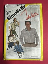 Vintage Simplicity 5439 SEWING Pattern Mens 1980s Button Front Shirt Size 40 UC