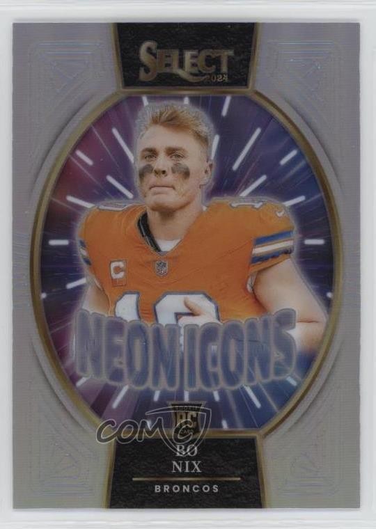 2024 Panini Select Neon Icons Silver Prizm Bo Nix #14 0w27