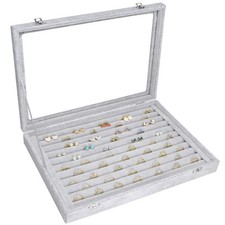 Rings Organizer Tray 10 Slots Velvet Ring Display Tray Insert Jewelry Earring...