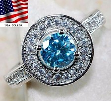 2CT Aquamarine  Topaz 925 Solid Genuine Sterling Silver Ring Sz 6 JB2-9