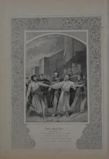 Antique Religious Art Paul Rescued 1860 Engraving Christian Original