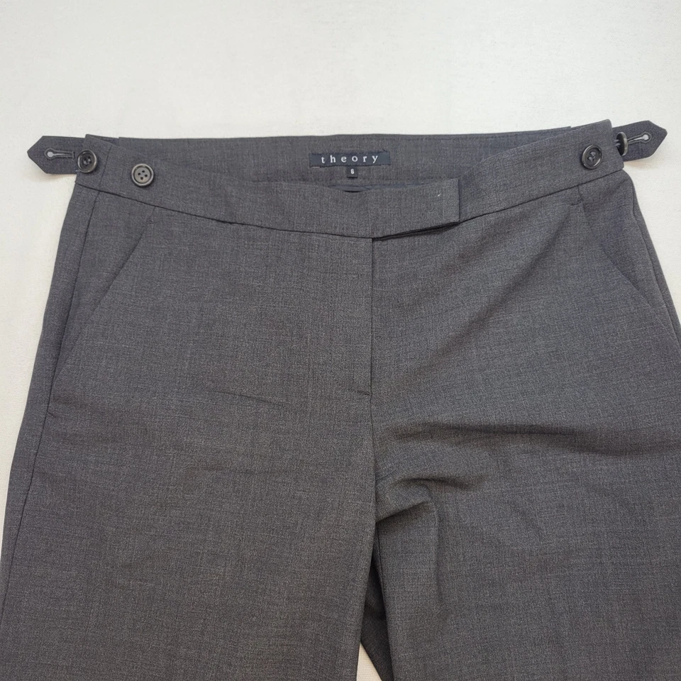 Pantalones de vestir Theory para mujer 6 pantalones grises mezcla de lana oficina comercial Foto 2 de 4
