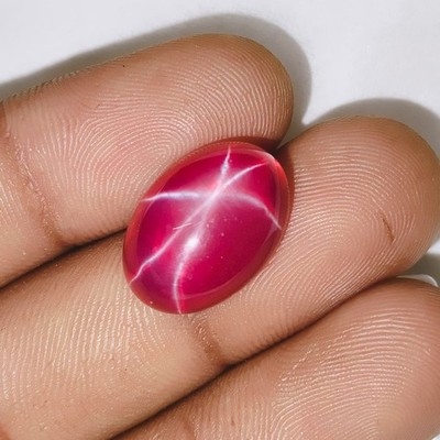 7.55 Ct Natural Red Star Ruby Cabochon Cut CERTIFIED Loose Gemstone 6 Rays