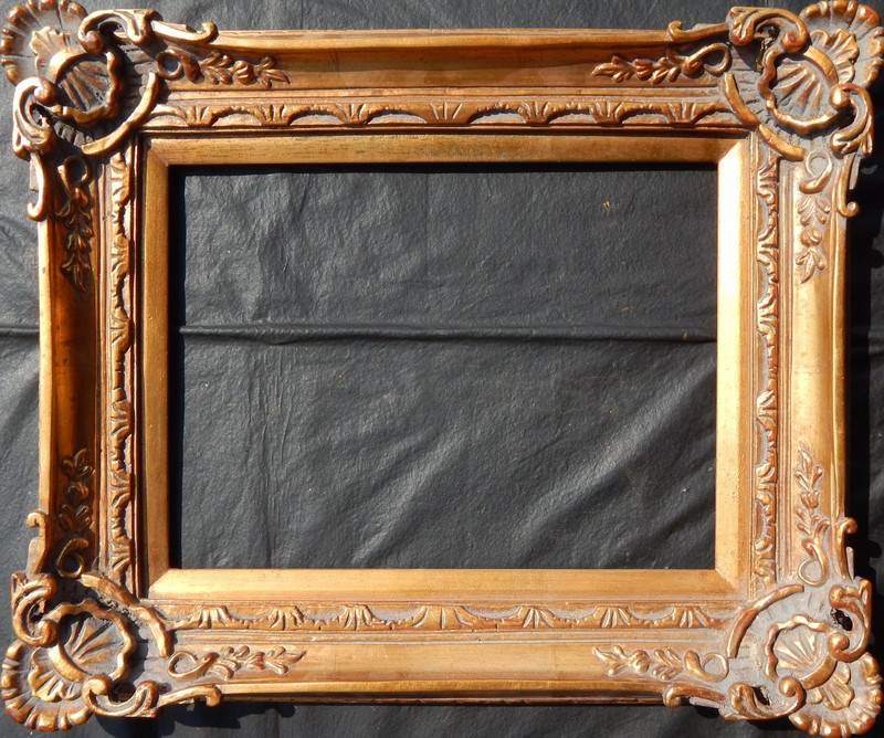 Regal French Baroque Revival Style Older Hand Carved 12" x 16" Wood Frame NO RES