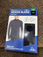 Paradox Merino Blend Men's XL Black  Performance Base Layer Top NWT