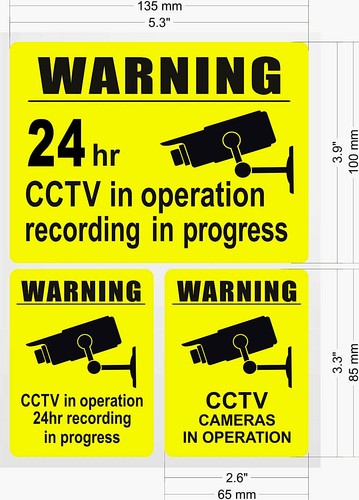 3 x Warning Stickers CCTV Video Camera Recording Home Shop Sign Safety Protected - Picture 2 of 2