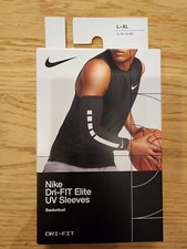 Nike Dri Fit Elite UV Sleeves Basketball Black White Unisex 1 PAIR - SIZE L/XL