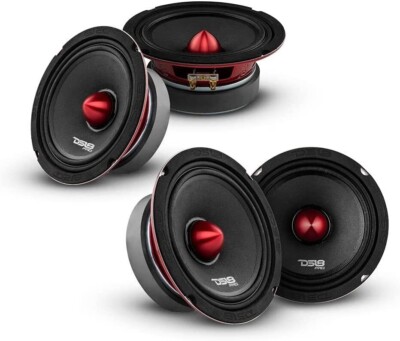4 DS18 PRO-X6.4BM 2000 Watt 6.5'' Midrange Speakers Bullet Car Loudspeakers 4 Ohm