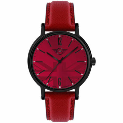 Herrenuhr Leder MINI COOPER BMW Swiss Made MI2172M/60 Rot Schwarze Details