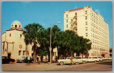 Brownsville Texas Downtown Levee Street Pacific Railway Station c1958 Postcard