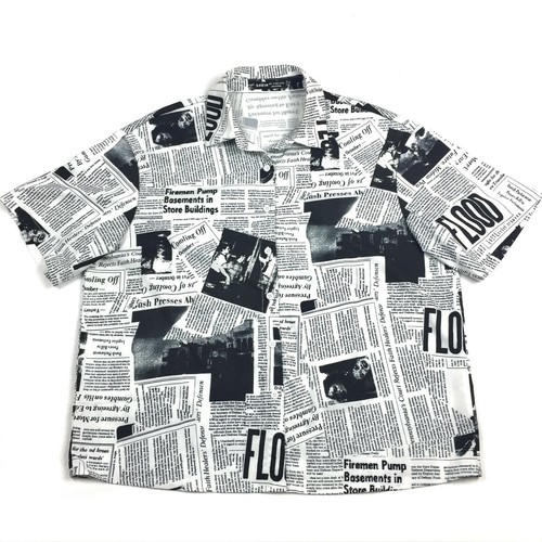 Shein Newspaper Print Button Up Shirt 