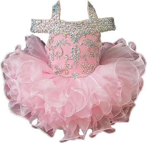 Jenniferwu Girls Tulle Flower Princess Wedding Party Handmade Beaded Dress 18-24