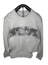 L.L.Bean Spellout Logo Slightly Essential Crewneck Sweatshirt Grey Camo Size XL
