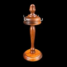 4 Hook Vintage MCM Stained wood Kitchen Utensil Holder Farmhouse 11.5 in H