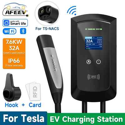 AFEEV 7.6KW 32A 1Phase EV Charging Station for Tesla Model 3/X/Y/S Wallbox EVSE