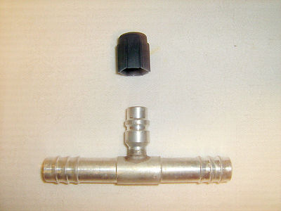 BARBED A/C FITTING, #10 STRAIGHT HOSE SPLICE,ALUMINUM w/13mm SERV. PORT 11967-3