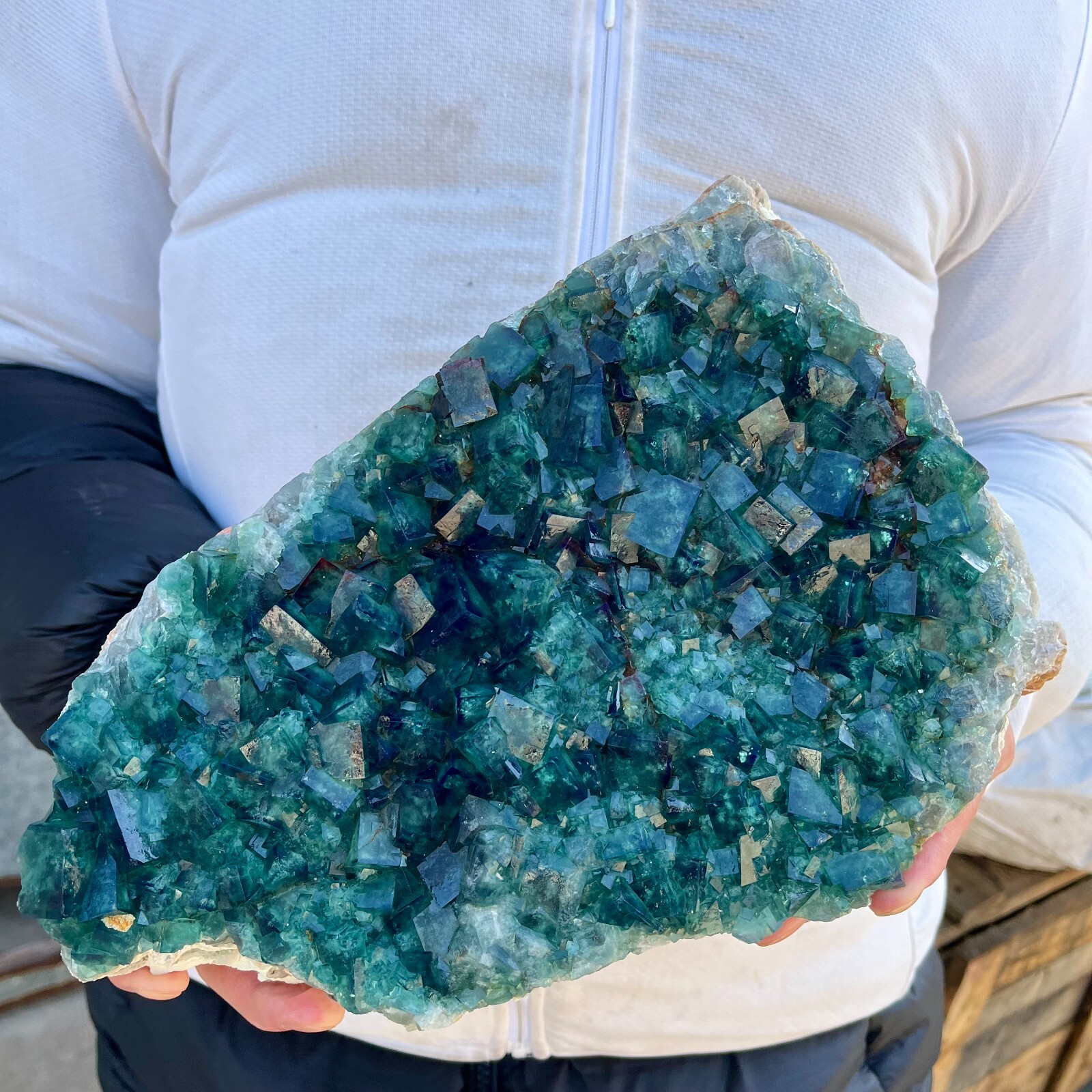 11.2lb Natural Green Fluorite Cube Crystal Cluster Mineral Specimen